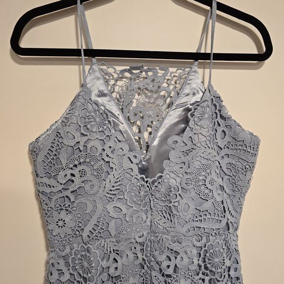 Chi Chi London Whitnie Dress Light Blue Lace Midi Pencil UK 14 US 10 Elegant NEW - Picture 9 of 13